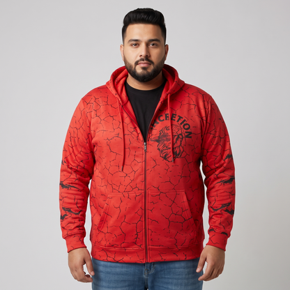 Crimson Crackle Zip-Up Hoodie PSM-10621