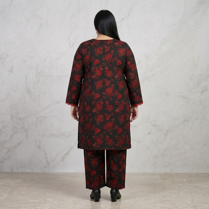 Crimson Eclipse Luxe – 3 Piece Premium Cut-Work Lawn Suit PSW-11252