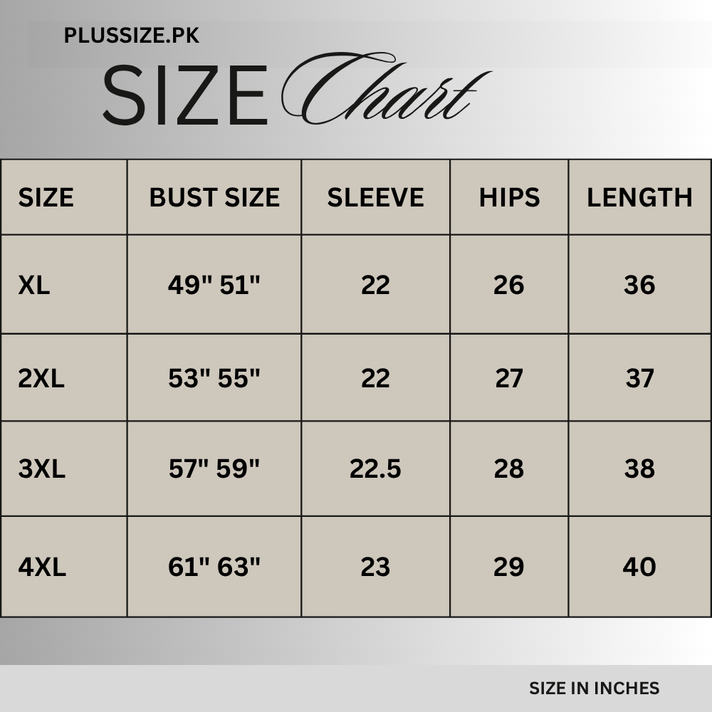 Size chart for Black Washed Denim Long Shirt PSW-11772