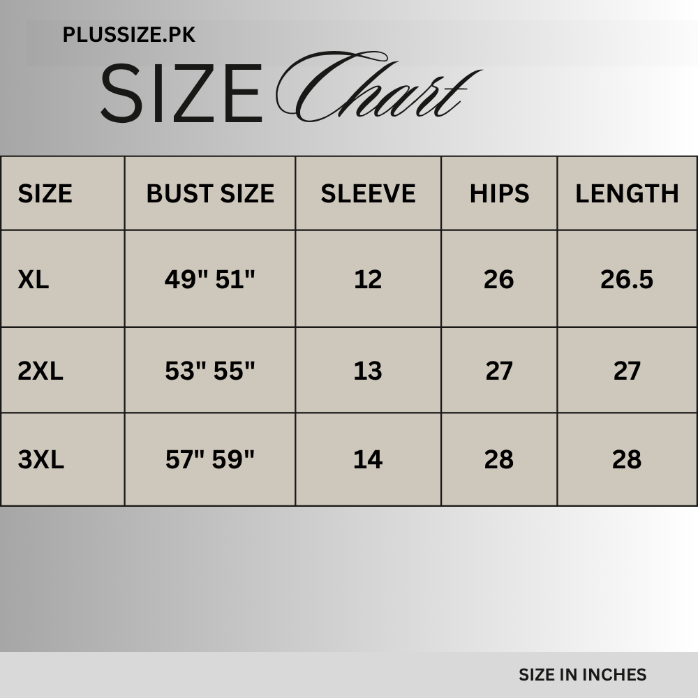 Size chart for Charcoal Grey Denim Shirt PSW-11773