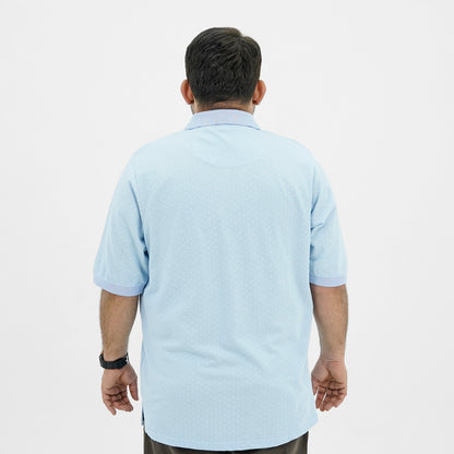 Plus Size Classic Comfort Light Blue Dotted Polo Shirt PSM-9207