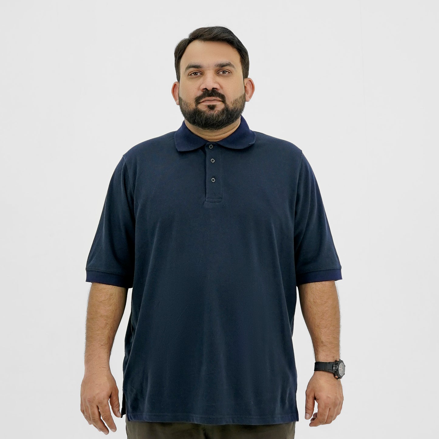 Plus Size Classic Navy Blue Polo Shirt PSM-9215