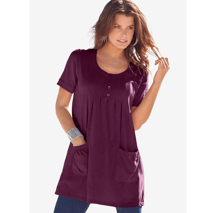 Dark Berry Two Pocket Soft Knit Tunic PSW-7943