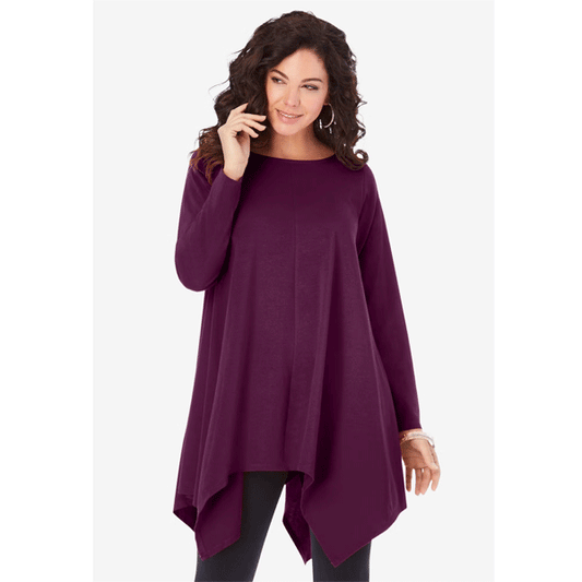 Dark Berry Handkerchief Hem Ultimate Tunic PSW-9132