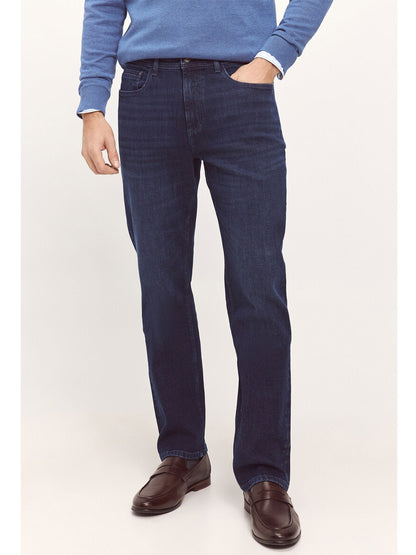 Dark Blue Classic Denim Straight Fit Jeans PSM-9026