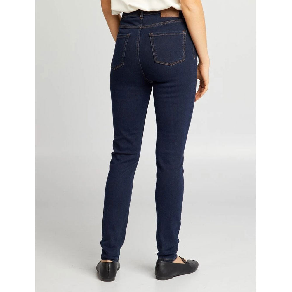 Dark Blue High Rise Button Fly Skinny Jeans PSW-7851