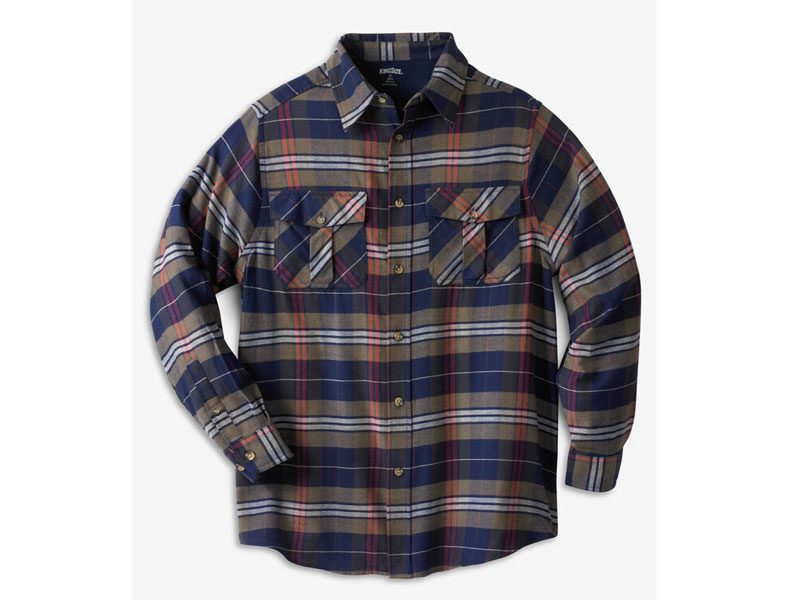 Dark Brown Plaid Holiday Flannel B Grade Shirt PSM-7589B