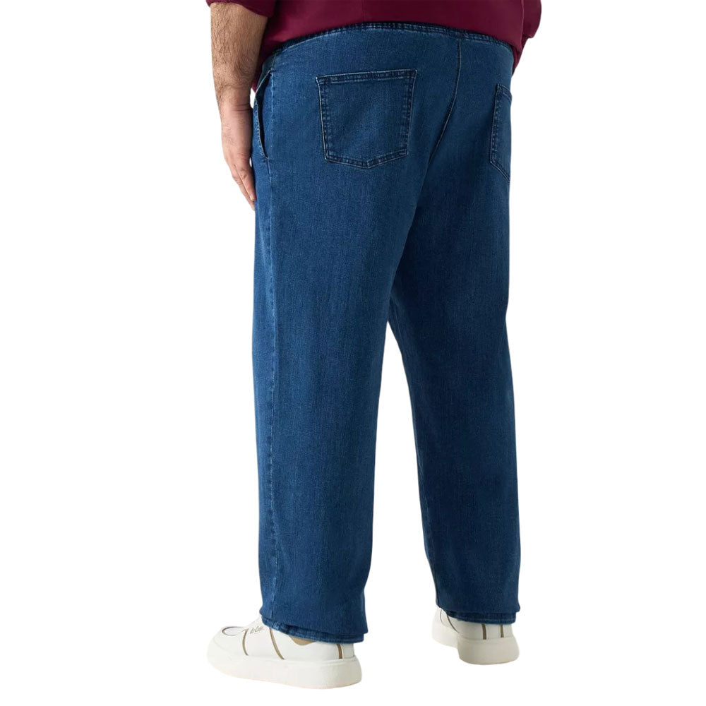 Plus-size mid-rise relaxed fit denim joggers for men