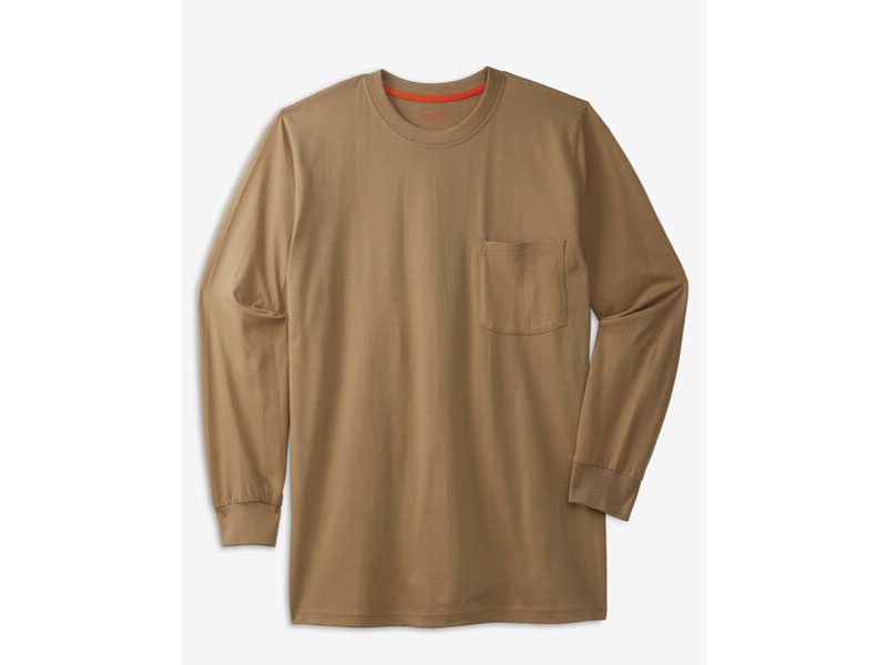 Dark Khaki Heavyweight Crewneck Long Sleeve Pocket T-Shirt PSM-7453