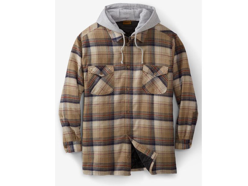 Dark Khaki Plaid Without Hood Shirt Jacket PSM-6590