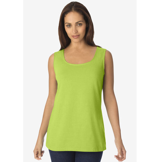 Dark Lime Stretch Cotton Horseshoe Neck Tank PSW-8211