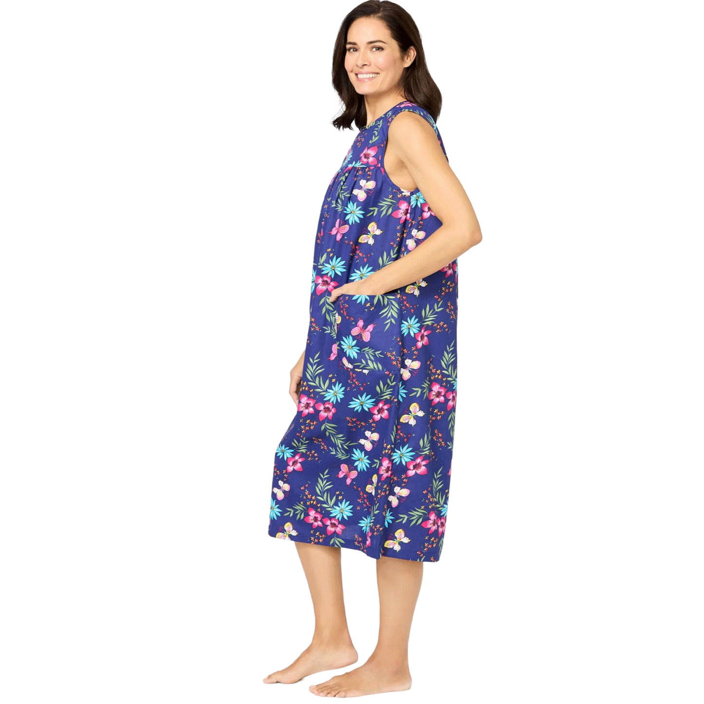 Dark Navy Butterfly Sleeveless Print Lounger PSW-6741