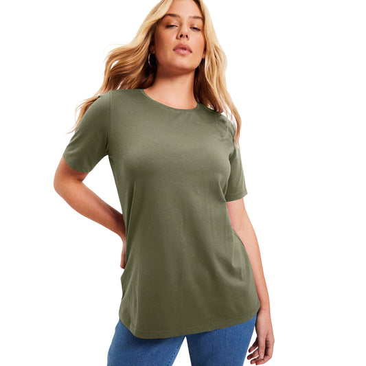 Dark Olive Green Short-Sleeve Crewneck Tee PSW-9626