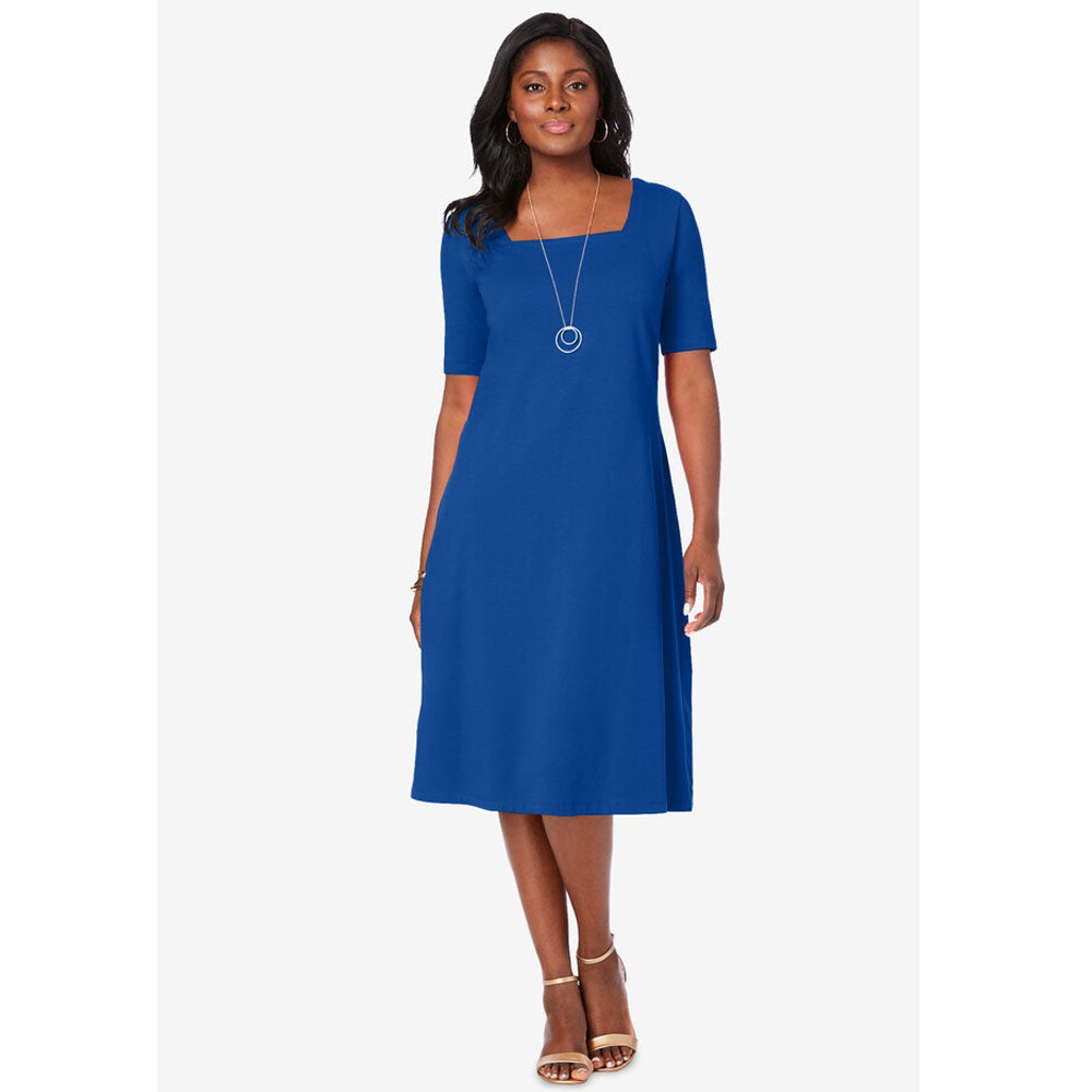 Dark Sapphire Square Neck Midi Dress PSW-8486