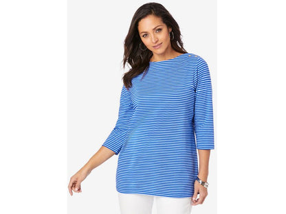 Plus Size Women Stripe Boatneck Tunic PSW-6430