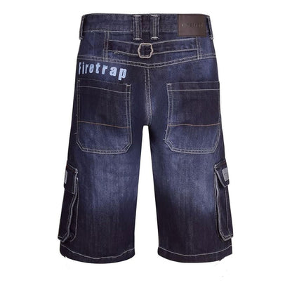 Dark Wash Denim Knee Length Cargo Shorts PSM-8874