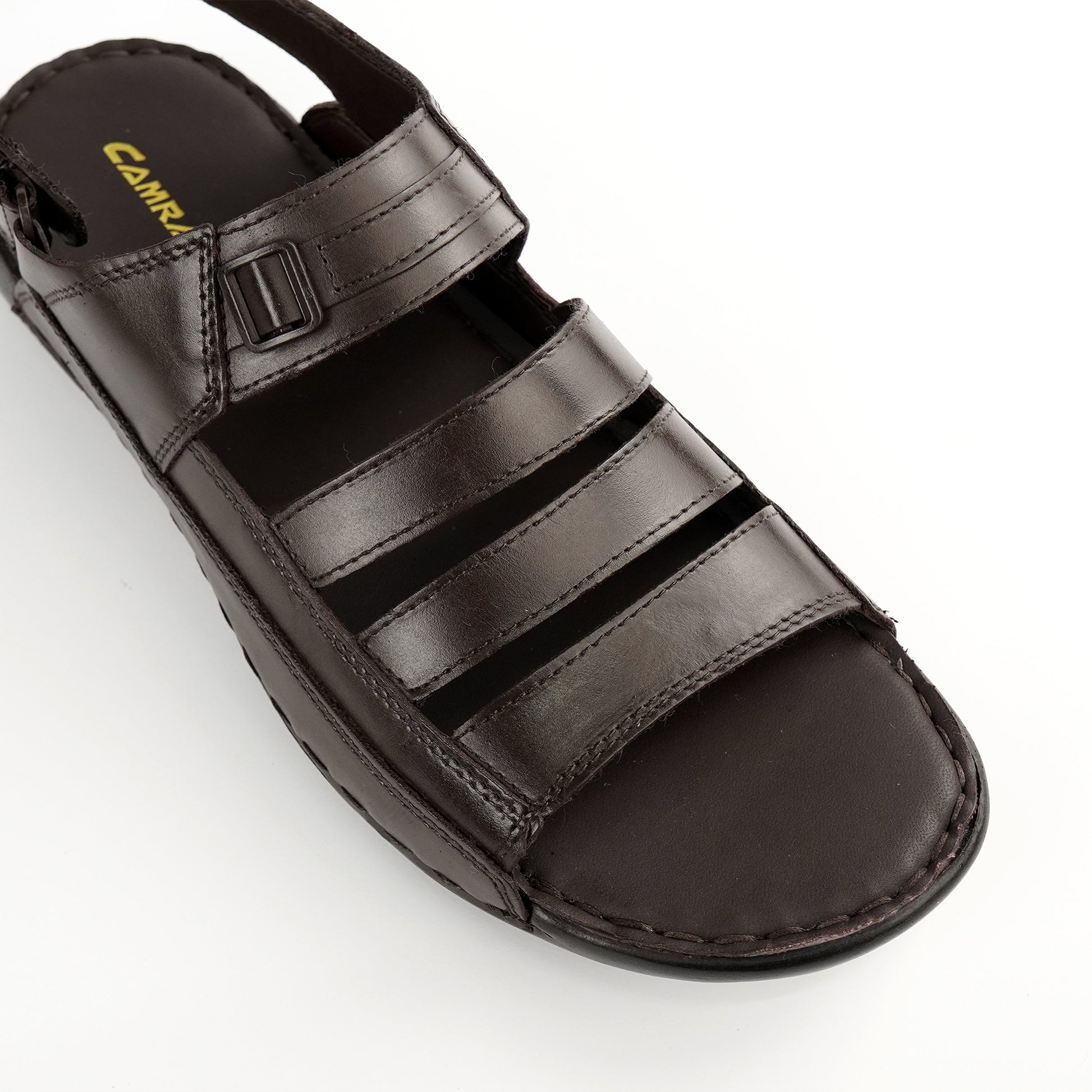 Dark brown leather wide-fit comfort sandal for men – PlusSize.pk