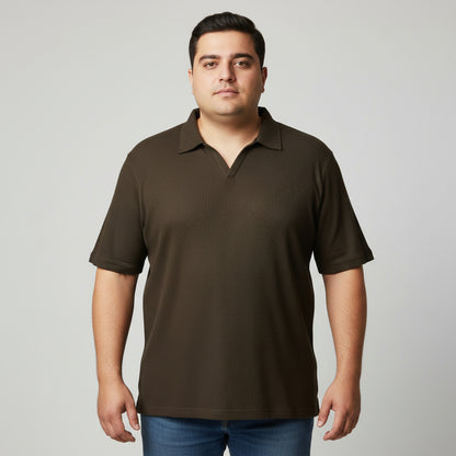 Dark Brown Waffle Knit Thermal T-Shirt  PSM-11283