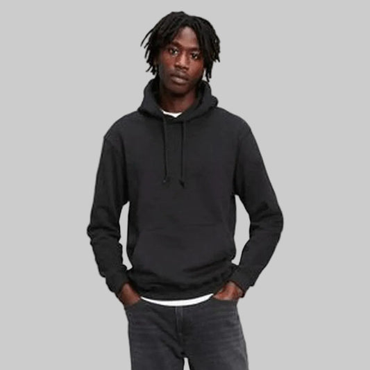 Dark Charcoal Hang Down Pullover Hoodie with adjustable drawstring hood and relaxed fit for comfortable everyday casual wear.