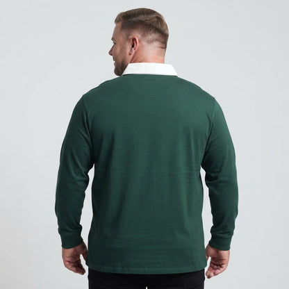Dark green embroidered contrast stripe polo shirt in Jersey Cotton