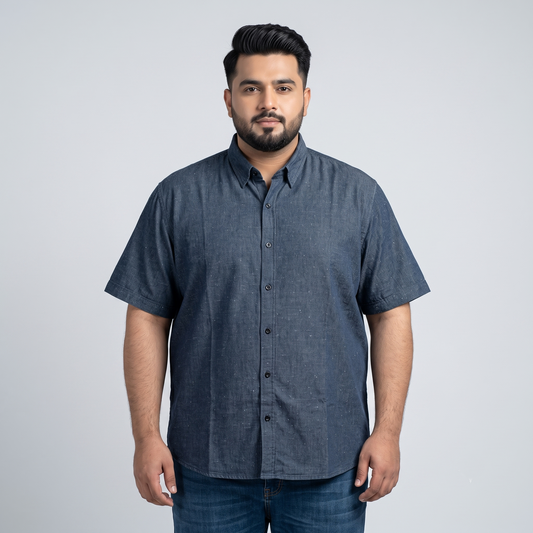 Dark Indigo Denim Tencel  Half Sleeve Casual Shirt PSM-11289
