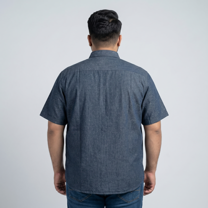Dark Indigo Denim Tencel  Half Sleeve Casual Shirt PSM-11289