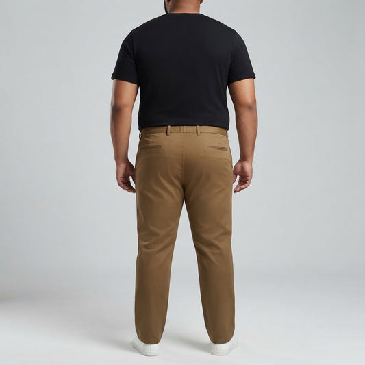Dark Khaki Cotton Chino Pants made from slightly stretchable cotton fabric