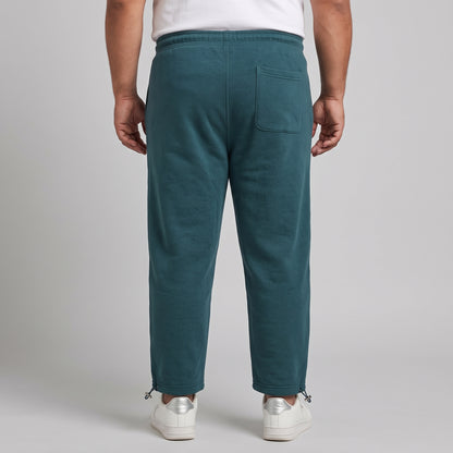 Dark Teal Fleece Trousers for Men with Zip Pockets and Adjustable Bottom Opening
