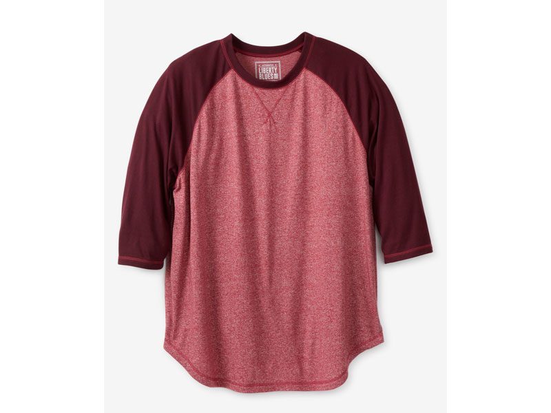 Deep Burgundy Big & Tall Size Crewneck Raglan T-Shirt PSM-7452