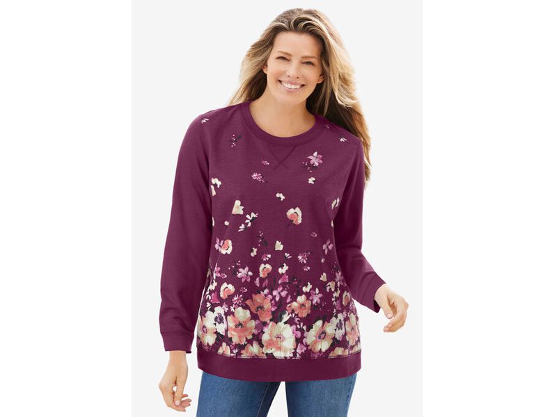 Deep Claret Growing Garden French Terry Sweatshirt PSW-7211