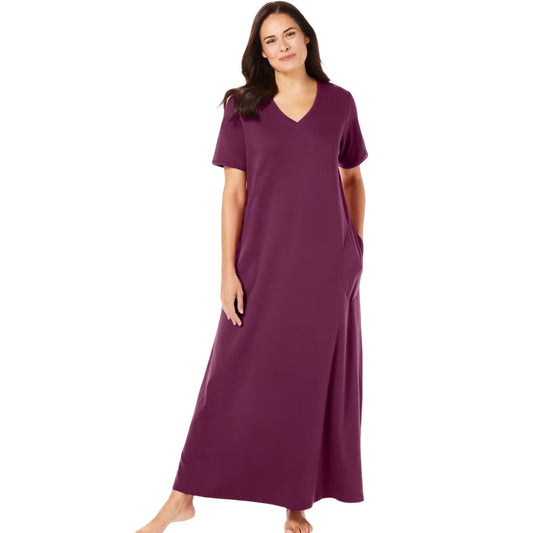 Deep Claret Long T-Shirt Lounger for Plus Size Women