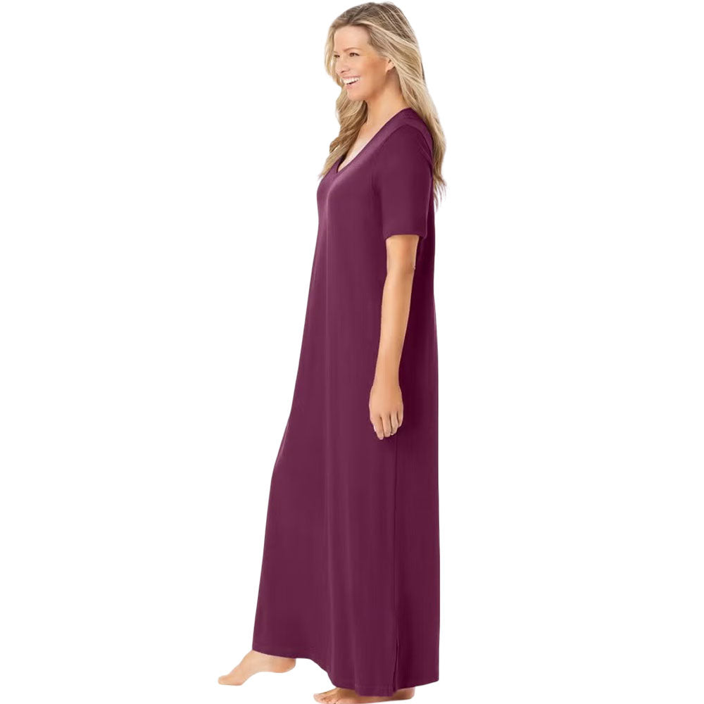 Deep Claret Long T-Shirt Lounger for Plus Size Women