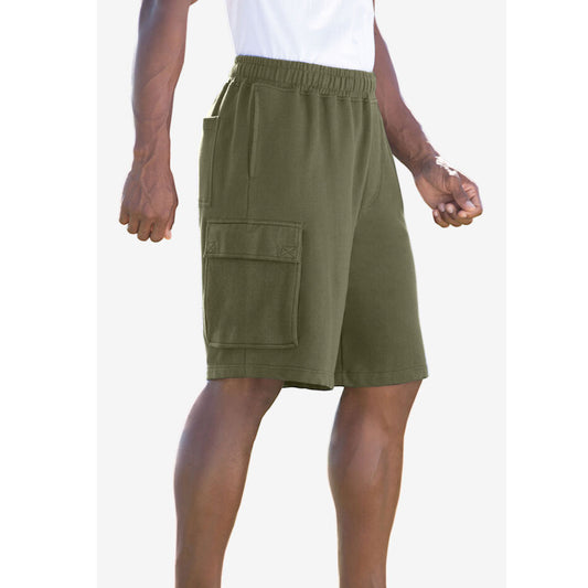 Deep Olive Fleece Big Size Cargo Shorts PSM-8631