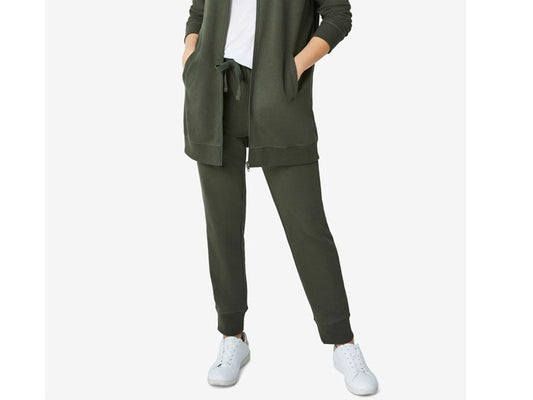 Deep Olive French Terry Plus Size Women Sweatpants PSW-5032