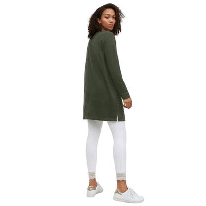 Flat-lay of Deep Olive French Terry Tunic Dress on neutral background