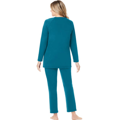 Deep Teal 2-Piece Lounge Set featuring a long-sleeve top and matching pants, designed for comfort and relaxation.