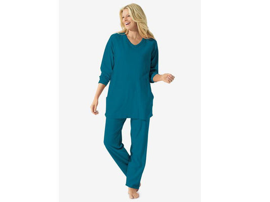 Deep Teal Plus Size Women 2-Piece Lounge Set PSW-5600