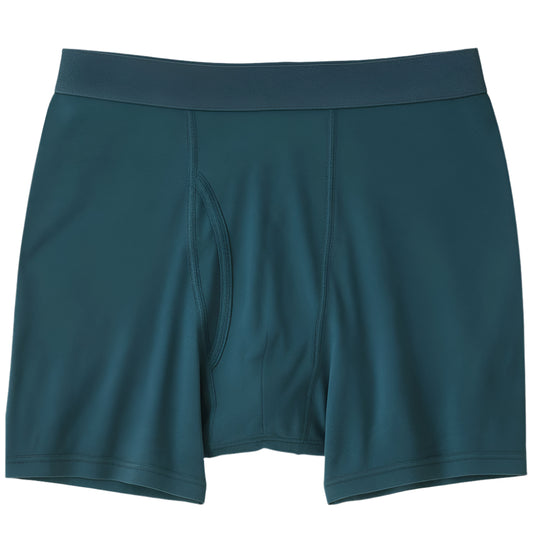 Deep Teal Cotton Boxer Briefs for Men with Elastic Waistband – Relaxed Fit