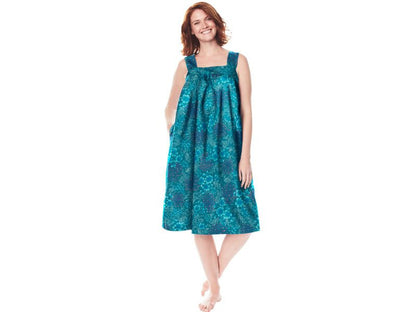 Deep Teal Painted Floral Sleeveless Square Neck Lounger PSW-7301