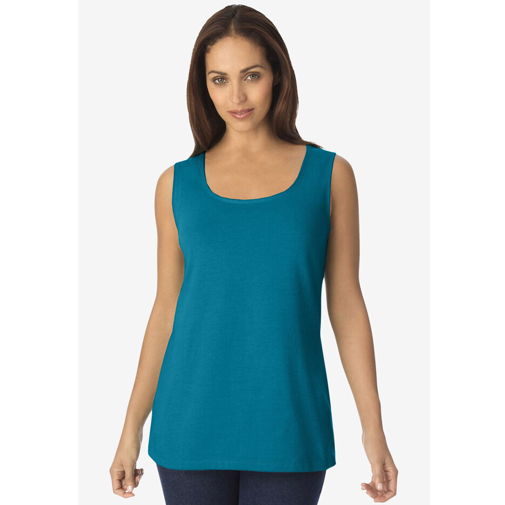 Deep Teal Stretch Cotton Horseshoe Neck Tank PSW-8206