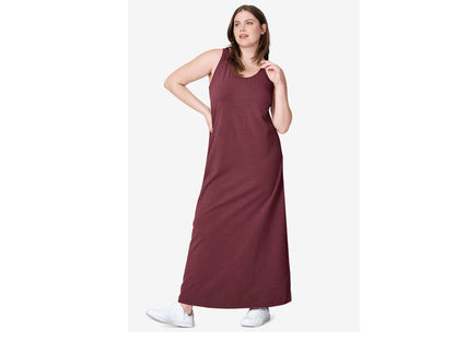 Deep Wine Sleeveless Knit Maxi Dress PSW-6568