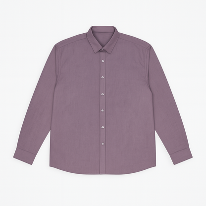 Plus-size Pakistani man wearing deep plum solid full-sleeve formal shirt