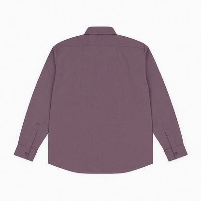 Plus-size Pakistani man wearing deep plum solid full-sleeve formal shirt