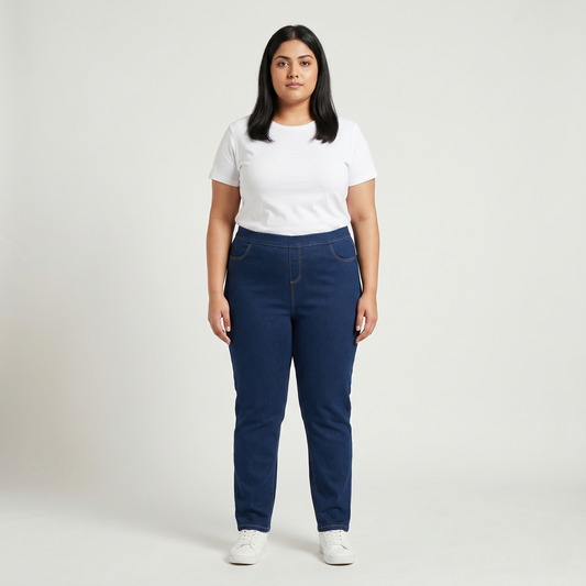 Deep Indigo Pull-On Slim Fit Denim Pants PSW-11091