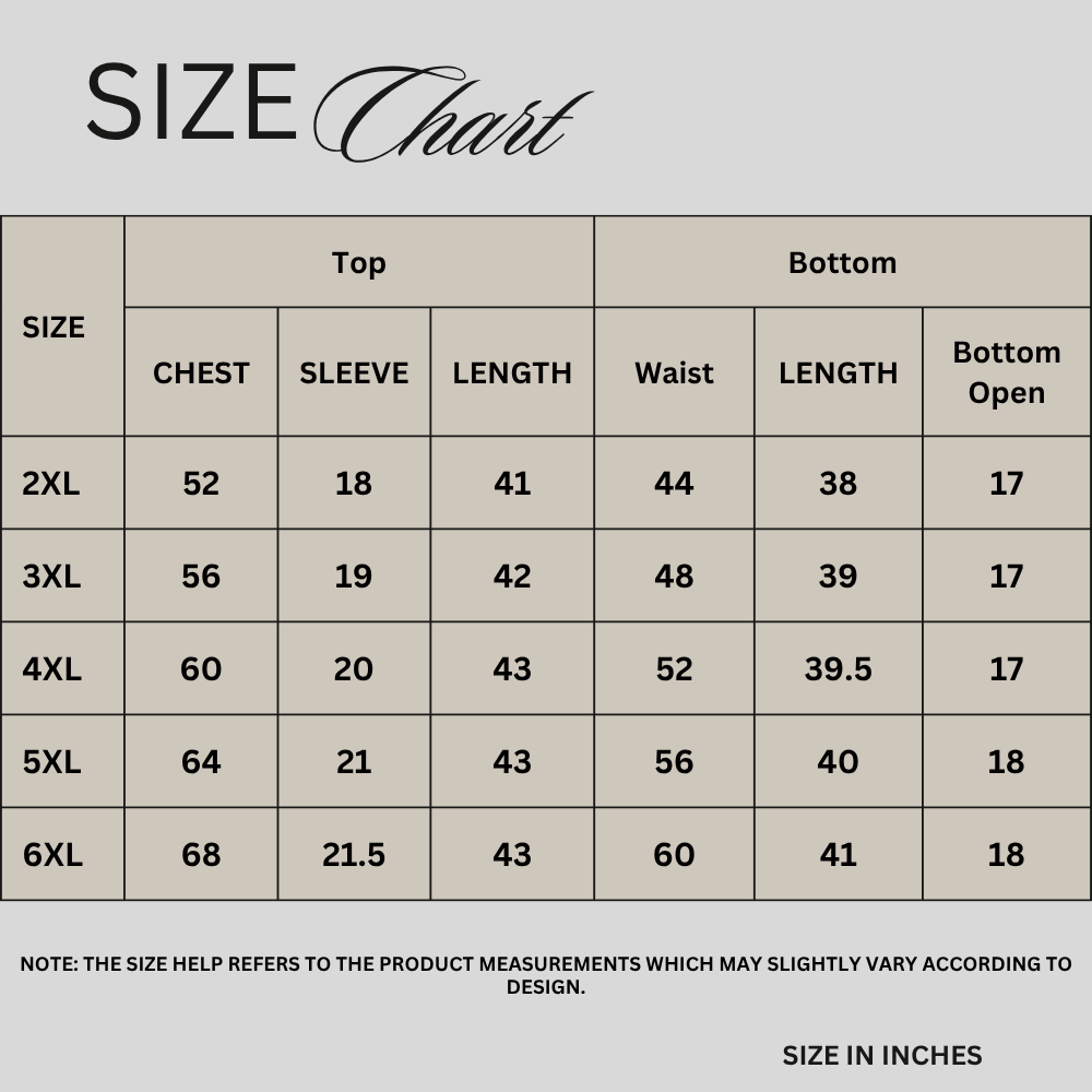 Size chart for Indigo Blue Denim Tencel Co-Ord Set PSW-11287
