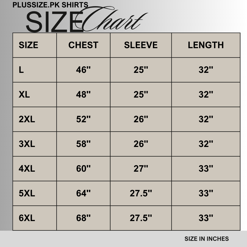 Size chart for Classic Medium Blue Regular Fit Denim Shirt PSM-10282