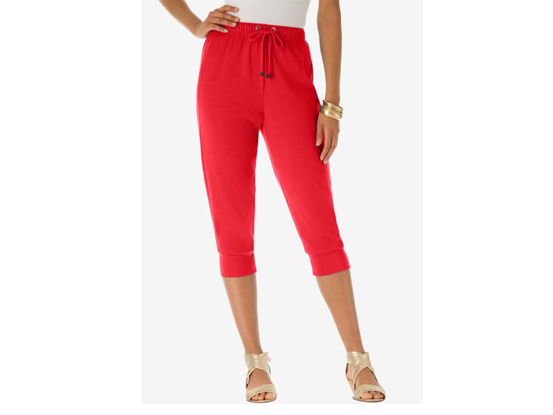 Desert Red Drawstring Soft Knit Capri Pant PSW-6815