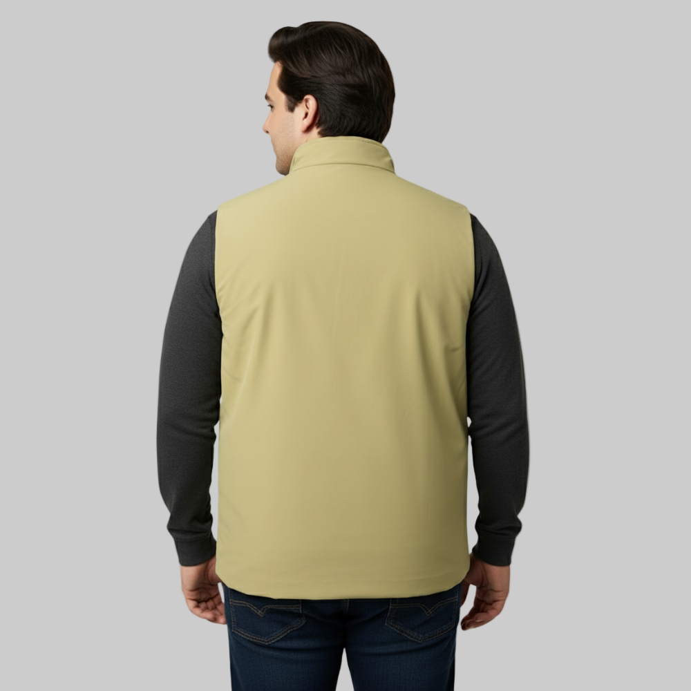 Desert Sand Plus-Size Sleeveless Puffer Jacket PSM-10003