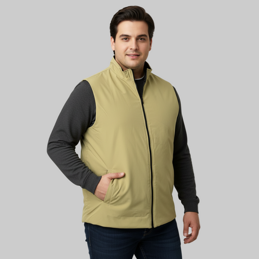 Desert Sand Plus-Size Sleeveless Puffer Jacket PSM-10003