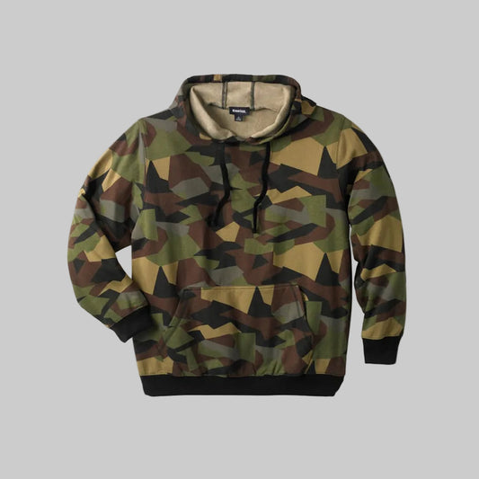 Digital camo fleece big and tall pullover hoodie for men in relaxed fit